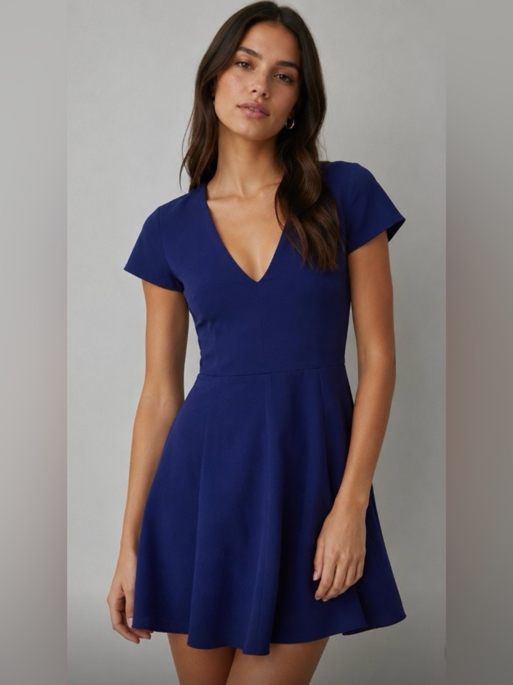 Aritzia Wilfred cobalt blue V-neck Mini Dress